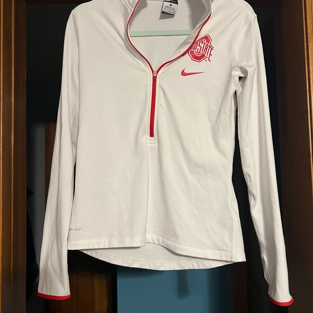 Nike Women's White and Red Long Sleeve Top